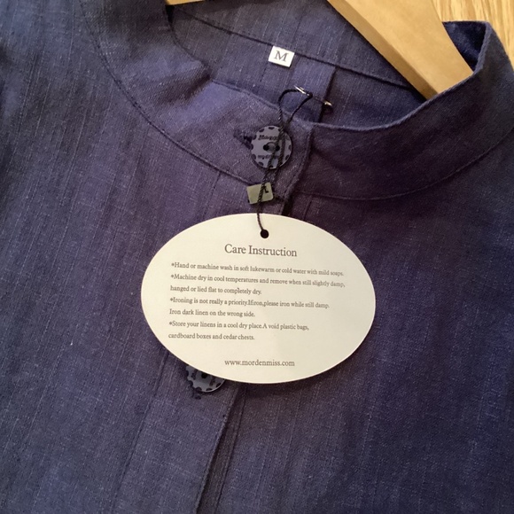 NWT Cotton Linen blend dress / cover up, navy blue, size medium - Picture 4 of 8
